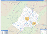 Staunton-Waynesboro Metro Area Wall Map Basic Style